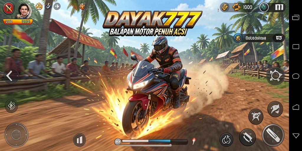 Tampilan gameplay balapan motor seru di DAYAK777.