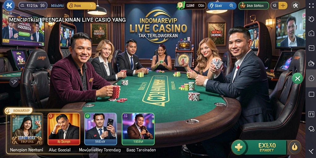 Screenshot gameplay INDOMAREVIP menampilkan dealer yang berinteraksi dengan pemain secara langsung.